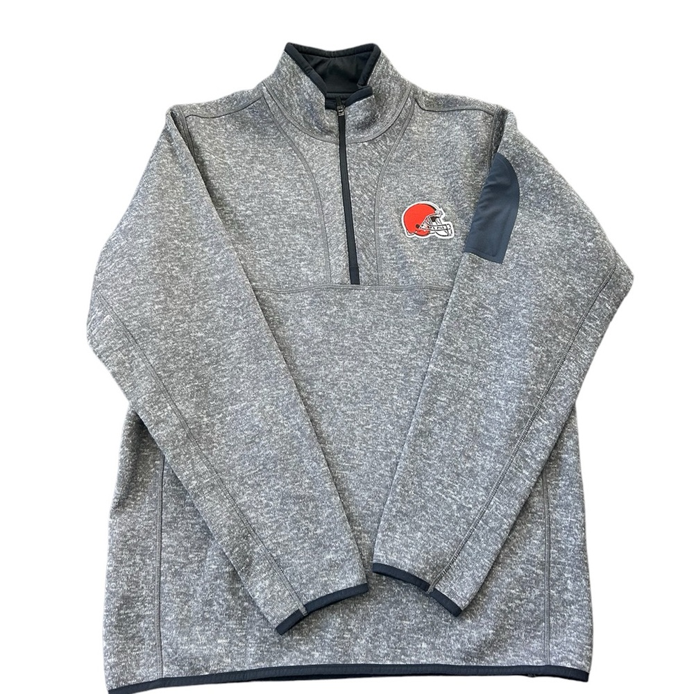 Cleveland Browns Quarter-Zip Pullover Men’s Large Heather Grey NFL 47' Brand - Picture 3 of 6